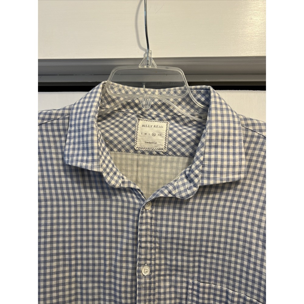 Billy Reid‎ Blue & White Long Sleeve Casual Button Up Plaid Shirt XL, ITALY - Picture 2 of 8